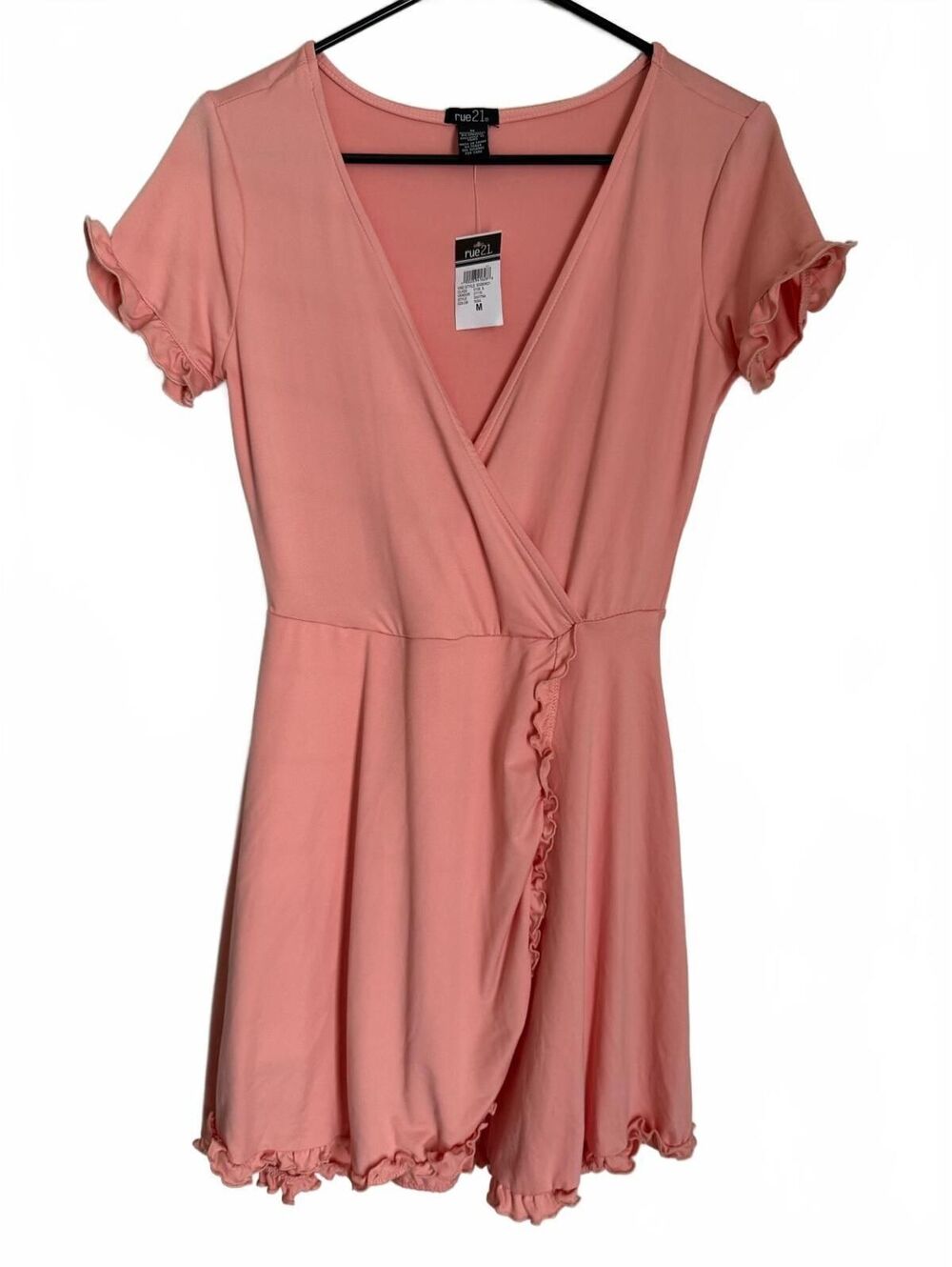 Rue 21 NEW Women's Mini Dress Size Medium Peach Ruffle Coquette Girl Cottage